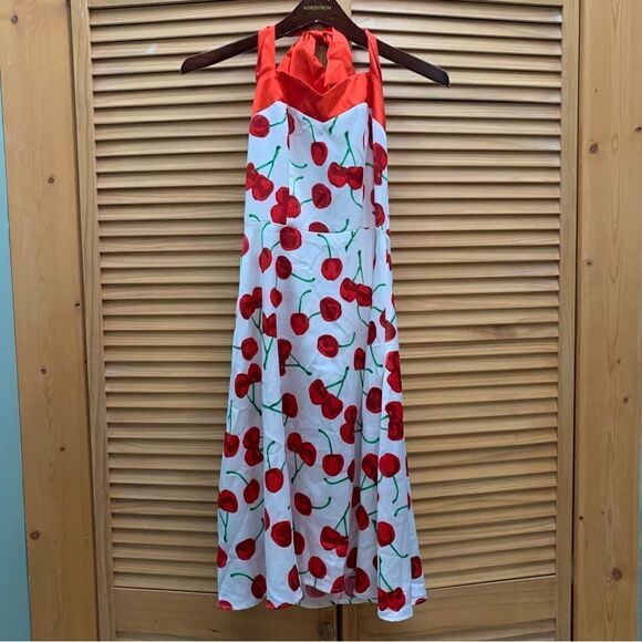Vintage Dress Tells Cherry Maxi Dress Small - Picture 1 of 10